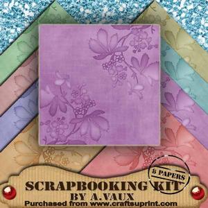 Floral Mid Pastel Corners 8 Scrapbooking Papers Kit