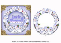 Blue Snowmen Let It Snow! 3D Ring Shaker Frame
