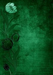 Vintage Green Tulips Border A4 Backing Paper
