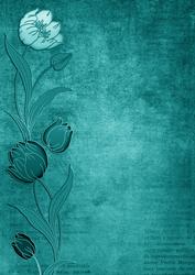Teal Tulips Border A4 Backing Paper