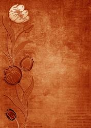 Burnt Orange Tulips Border A4 Backing Paper
