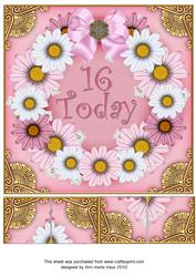 Pale Pink Daisy 16 Today 3D Ring 8in Picture Sheet