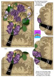 Gold and Lilac Rose Fan 7x5in Bottom Stacker Card Front