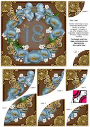 Teal N Choco Poppy 18 Butterfly Ring 6in Duo Corner Stacker