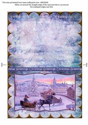 Christmas Snow Horse and Cart Scallop Edge Book Card