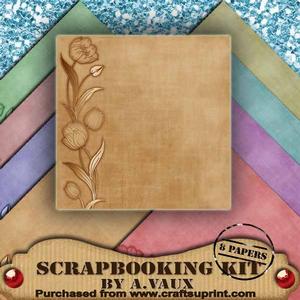 Tulips Edge Mid Pastels 8 Scrapbooking Papers Kit