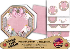 Baby Girl Pink Lace Octagon Decoupage Card Kit