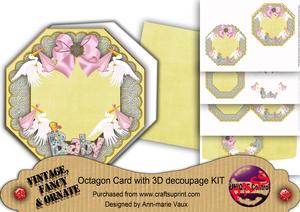 Baby Girl Lemon Lace Octagon Decoupage Card Kit