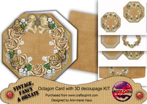 Coffee Roses Lace Octagon Decoupage Card Kit