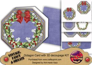 Mistletoe Blue Lace Octagon Decoupage Card Kit