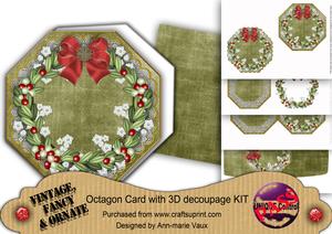 Mistletoe Olive Lace Octagon Decoupage Card Kit