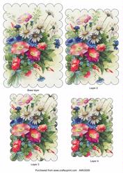 Wildflower Bunch Scallop Edge Pyramid Toppers