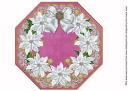 White Poinsettia Cerise Lace Octagon 8inch Picture Sheet