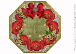 Red Poppy Olive Lace Octagon 8inch Picture Sheet
