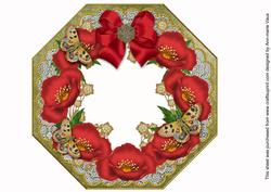 Red Poppy Olive Octagon 8inch Frame Picture Sheet