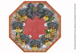 Silver Pansy Red Lace Octagon 8inch Picture Sheet