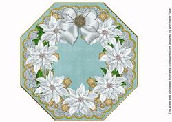 White Poinsettias Teal Lace Octagon 8inch Picture Sheet
