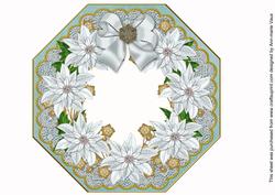 White Poinsettia Teal Lace Octagon 8inch Frame Picture Sheet