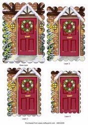 Christmas 25th Dec Door Scallop Edge Pyramid Toppers