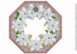 White Poinsettia Purple Octagon 8inch Frame Picture Sheet