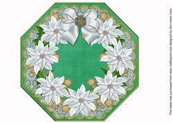 White Poinsettias Green Lace Octagon 8inch Picture Sheet