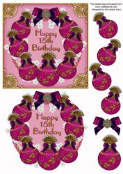 Pink Sapphire Perfume 15th Birthday Decoupage 3D Ring Sheet