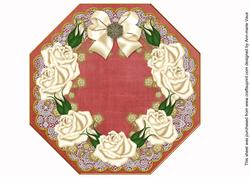Cream Roses Red Lace Octagon 8inch Picture Sheet