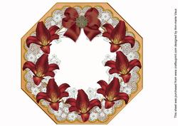 Deep Red Lily2 Orange Lace Octagon 8in Frame Picture Sheet