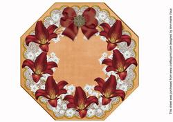 Deep Red Lily2 Orange Lace Octagon 8inch Picture Sheet