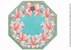 Pink Lily Teal Lace Octagon 8inch Picture Sheet