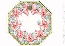 Pink Lily Mint Lace Octagon 8in Frame Picture Sheet