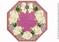 Cream Roses Cerise Lace Octagon 8inch Picture Sheet