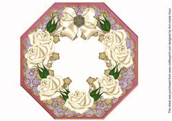 Cream Roses Cerise Lace Octagon 8inch Frame Sheet