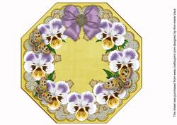 White Lilac Pansy Lemon Lace Octagon 8inch Picture Sheet