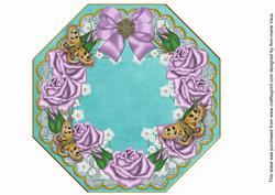 Lilac Roses Teal Lace Octagon 8inch Picture Sheet