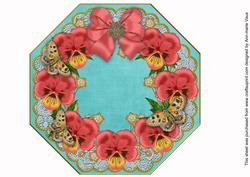 Red Pansy Teal Lace Octagon 8inch Picture Sheet