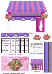 3D Rose Bouquet Flower Shop Window Decoupage