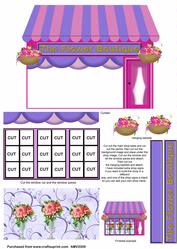3D Rose Vases Flower Shop Window Decoupage