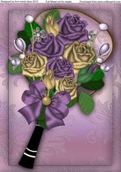 Ornate Lilac Roses Fan A4 Picture Sheet