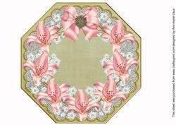 Pink Lillies Olive Lace Octagon 8inch Picture Sheet