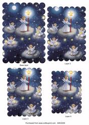 Christmas Angels Lite Up Sky Scallop Edge Pyramid