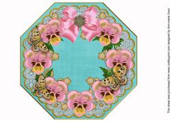 Pink Pansy Teal Lace Octagon 8inch Picture Sheet