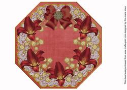 Deep Red Lily Red Lace Octagon 8inch Picture Sheet