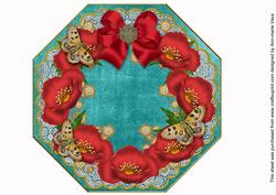 Red Poppy Teal Lace Octagon 8inch Picture Sheet