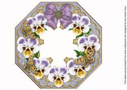 Lilac White Pansy Blue Lace Octagon 8inch Frame Sheet