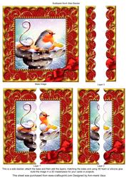 Christmas Red Robin Gold 5in Scallop Side Stacker