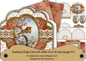 Robin 2 Gold Flake Anglaise Scallop Step by Step Card Kit