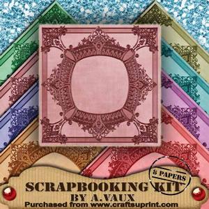 Ornate Centre Bright Pastels 8 Scrapbooking Papers Kit