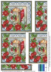 Christmas Door Poinsettia 5in One Side Stacker