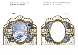 Blue Winter Walk Anglaise Scallop Card Base and Frame